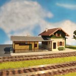 Minidiorama macheta Gara tren, Lungime 39 cm, latime 33 cm, Scara 1:87, 14+