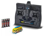 Minimasina RC cu telecomanda VW T1 Bus Flower Power, Lumina LED,  2.4Ghz, Lungime 4 cm, Scara 1:87, 8+