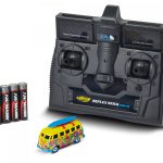 Minimasina RC cu telecomanda VW T1 Bus Flower Power, Lumina LED,  2.4Ghz, Lungime 4 cm, Scara 1:87, 8+