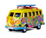 Minimasina RC cu telecomanda VW T1 Bus Flower Power, Lumina LED,  2.4Ghz, Lungime 4 cm, Scara 1:87, 8+ - imagine 2