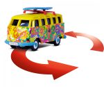 Minimasina RC cu telecomanda VW T1 Bus Flower Power, Lumina LED,  2.4Ghz, Lungime 4 cm, Scara 1:87, 8+ - imagine 6