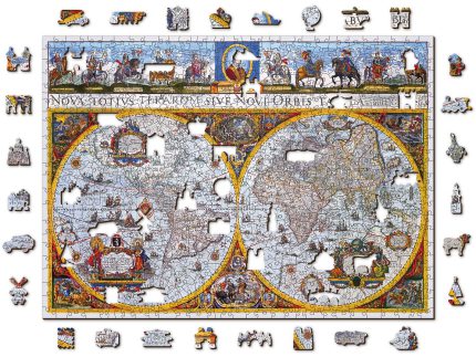 Puzzle din lemn Harta antica Nova Terrarum , 700 piese, Dimensiune 51.9 cm x 37.5 cm, 14+