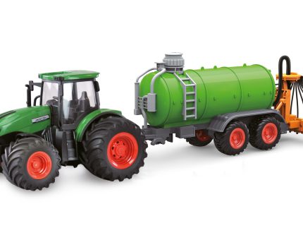 Tractor RC cu telecomanda si remorca, Lungime 50 cm, Scara 1:24, 2.4Ghz, Lumini LED , RTR, 6+