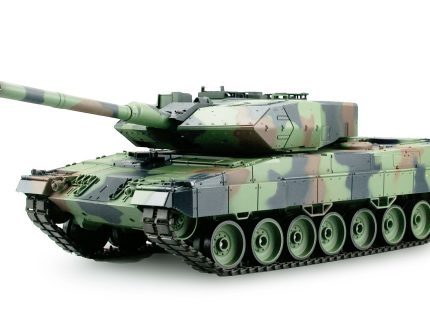 Tanc RC cu telecomanda Leopard 2A6, Lungime 69 cm, Scara 1:16, 2.4Ghz, functie de tragere ,sunet, fum si infrarosu, 14+