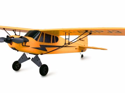 Avion RC cu telecomanda Piper J-3 Cup, Gyroscop care stabilizeaza zborul, Lungime 35.6 cm, Anvergura 50.5 cm, 2,4GHz, 3 canale, RTF , 14+