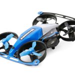 Drona mini albastra cu telecomanda si pista de curse, Gyroscop care stabilizeaza zborul, Autodecolare, Autoaterizare, 2.4Ghz, LED, RTF, 8+