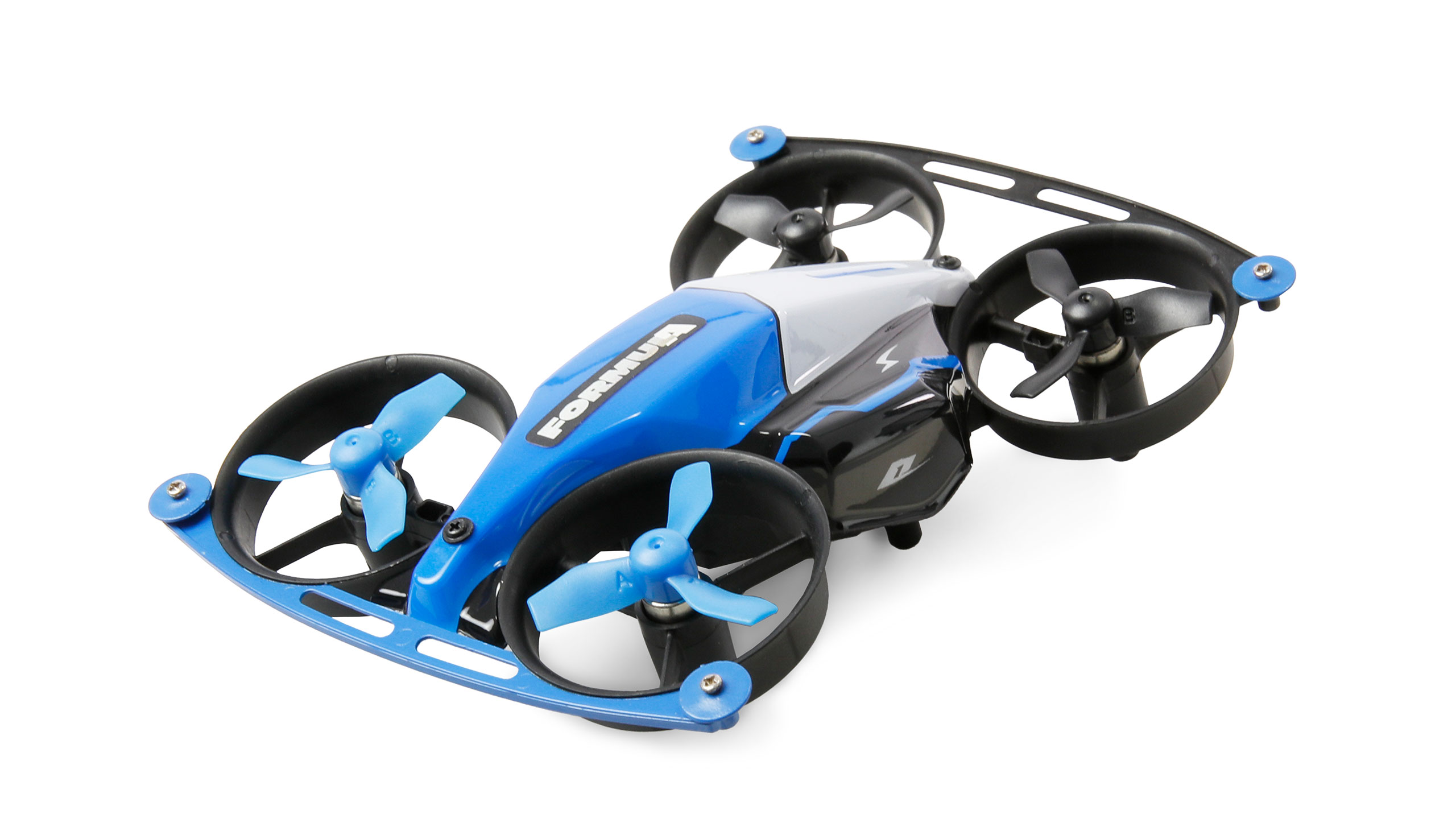 25360 Drona mini albastra cu telecomanda si pista de curse, Gyroscop care stabilizeaza zborul, Autodecolare, Autoaterizare, 2.4Ghz, LED, RTF, 8+ - imagine 1