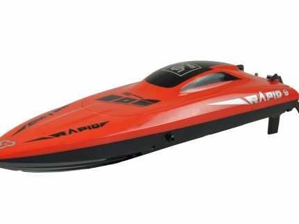 Barca RC cu telecomanda Rapid Warrior, Lungime 42 cm, 2,4 GHz, Viteza 30 km/h, Raza 120m, Racire pe apa, RTR, 8+