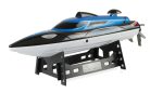 Barca RC cu telecomanda Blue Barracuda V3, Lungime 35 cm, 2,4 GHz, Viteza 25 km/h, Raza 150m, LED, Racire pe apa, RTR, 8+
