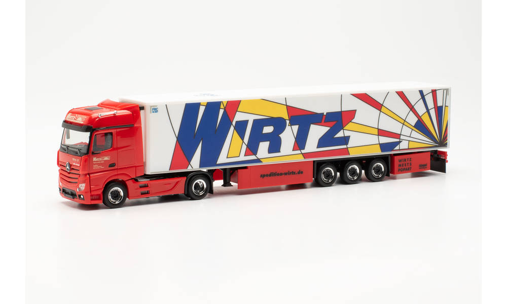 315593_2 Macheta camion Mercedes-Benz Actros Bigspace '18 cu semiremorca frigo 15m „WIRTZ POPART“ - imagine 1