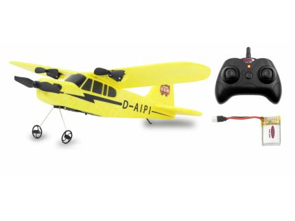 Avion RC cu telecomanda Piper J3 Cub, Gyroscop care stabilizeaza zborul, Lungime 25.5 cm, Anvergura aripi 31 cm, 2,4Ghz, 2 canale, RTF, 14+