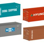 Set 4 containere 20 ft, Marklin, HO (1:87), Epoca VI