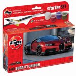 Kit de construit auto Bugatti Chiron, Scara 1:43, vopsea, pensula si adeziv incluse