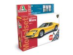 Kit de construit auto Lamborghini Miura 1:24, vopsea, pensula, cleste si adeziv incluse