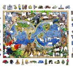 Puzzle din lemn Harta Regatului Animalelor XL, 600 piese, Dimensiune 51.9 cm x 37.5 cm, 14+