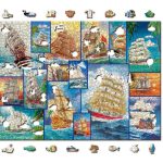 Puzzle din lemn Corabii cu panze , 1000 piese, Dimensiune 51.9 cm x 37.5 cm, 14+